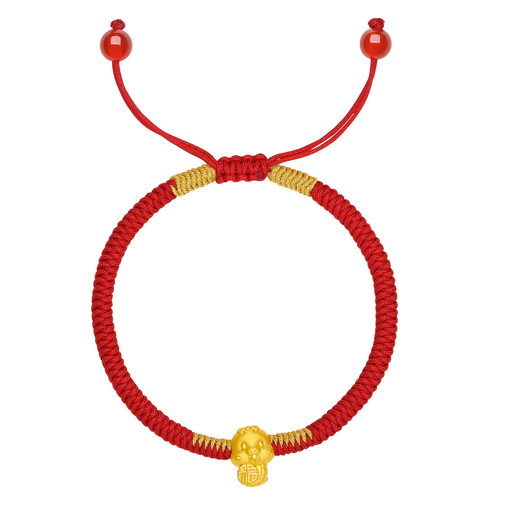 "Chinese Zodiac Snake" 24K Gold String Bracelet Snake 0.35-0.5g A1713121