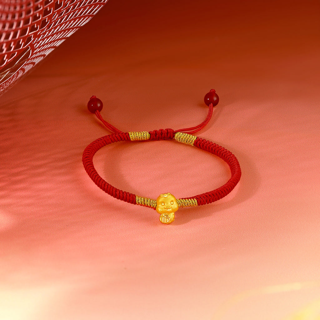 "Chinese Zodiac Snake" 24K Gold String Bracelet Snake 0.35-0.5g A1713121