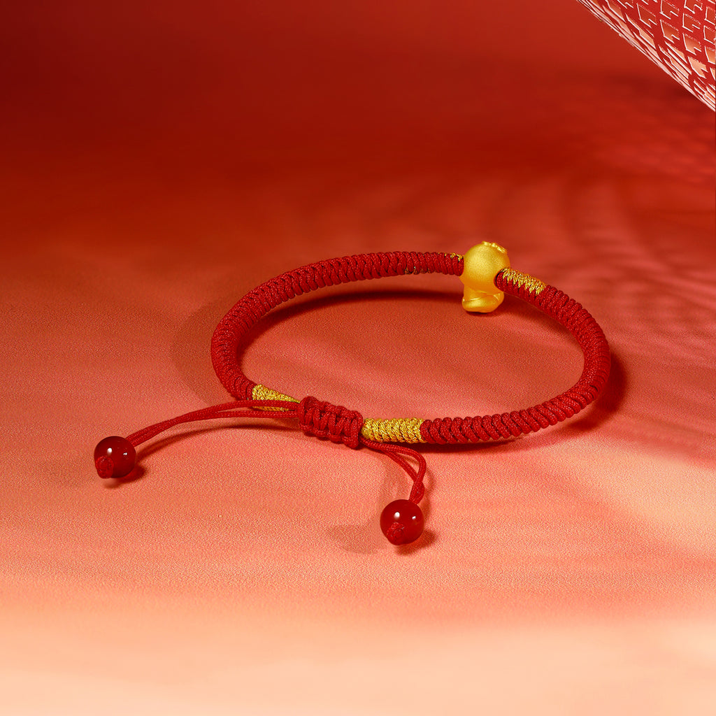 "Chinese Zodiac Snake" 24K Gold String Bracelet Snake 0.35-0.5g A1713121
