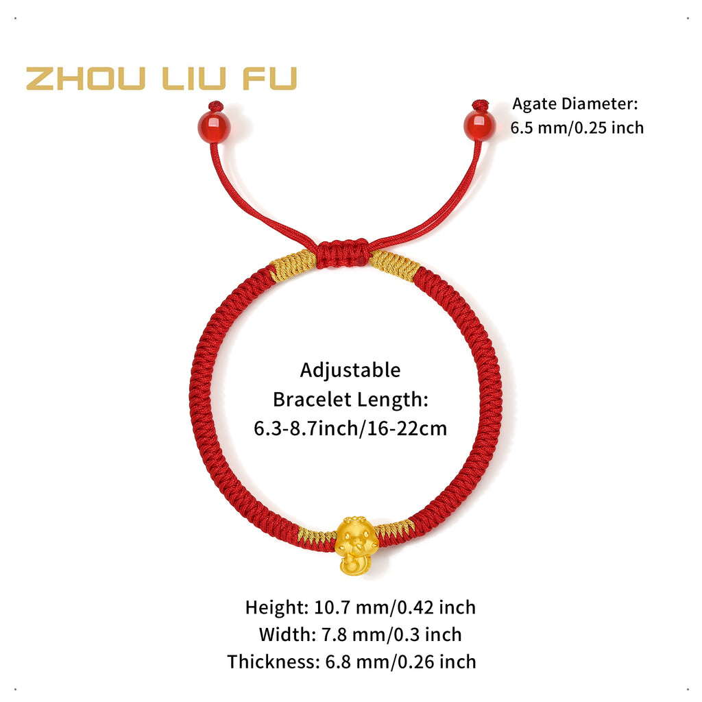 "Chinese Zodiac Snake" 24K Gold String Bracelet Snake 0.35-0.5g A1713123