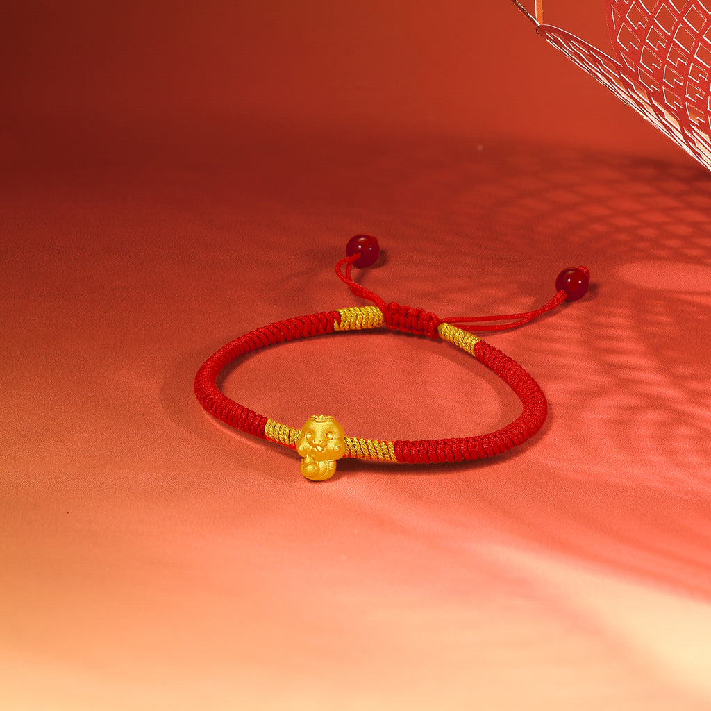 "Chinese Zodiac Snake" 24K Gold String Bracelet Snake 0.35-0.5g A1713123