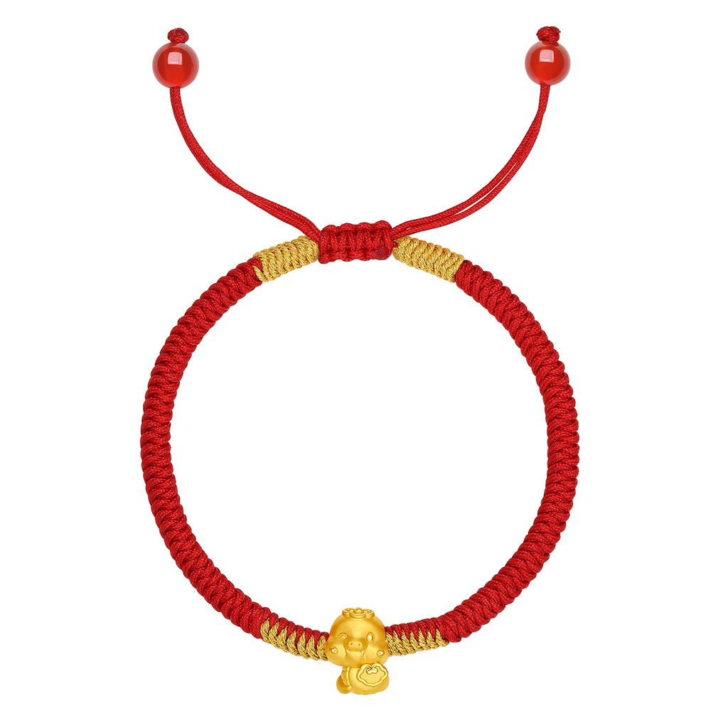 "Chinese Zodiac Snake" 24K Gold String Bracelet Snake 0.35-0.5g A1713124