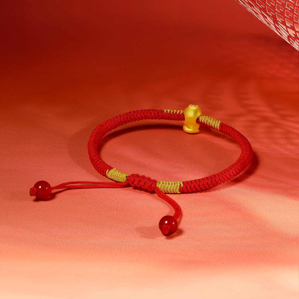 "Chinese Zodiac Snake" 24K Gold String Bracelet Snake 0.35-0.5g A1713125