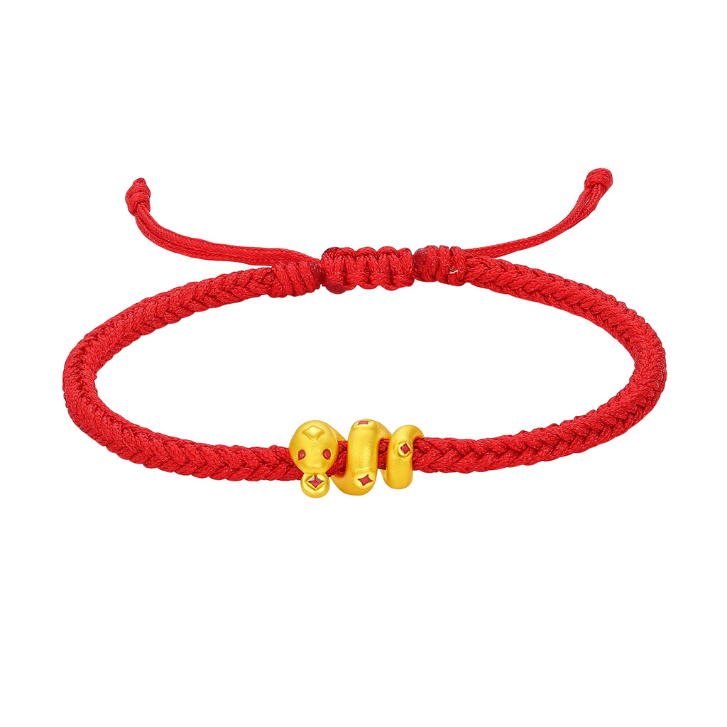 "Chinese Zodiac Snake" 24K Gold String Bracelet Snake 0.6-0.9g A1714412