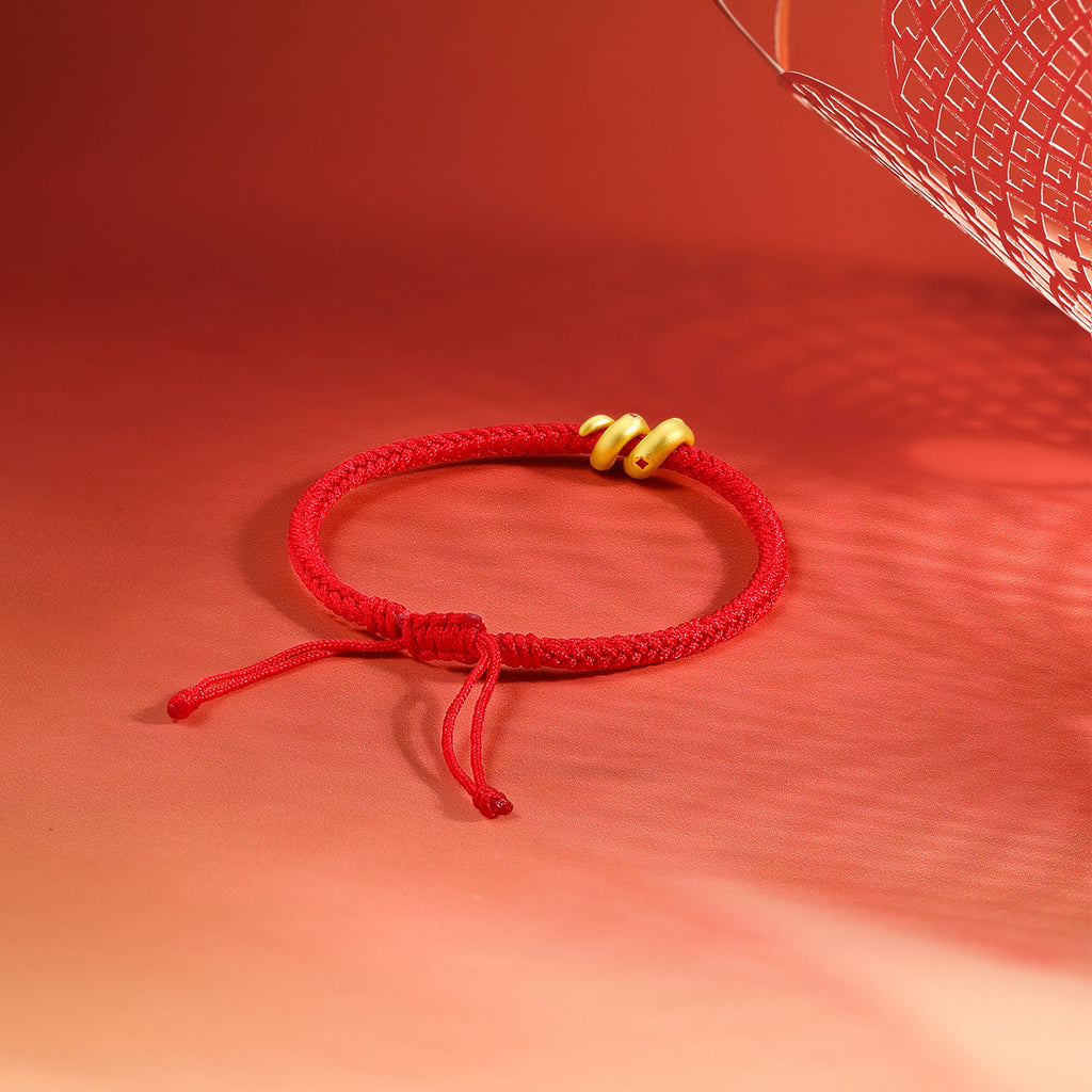 "Chinese Zodiac Snake" 24K Gold String Bracelet Snake 0.6-0.9g A1714412