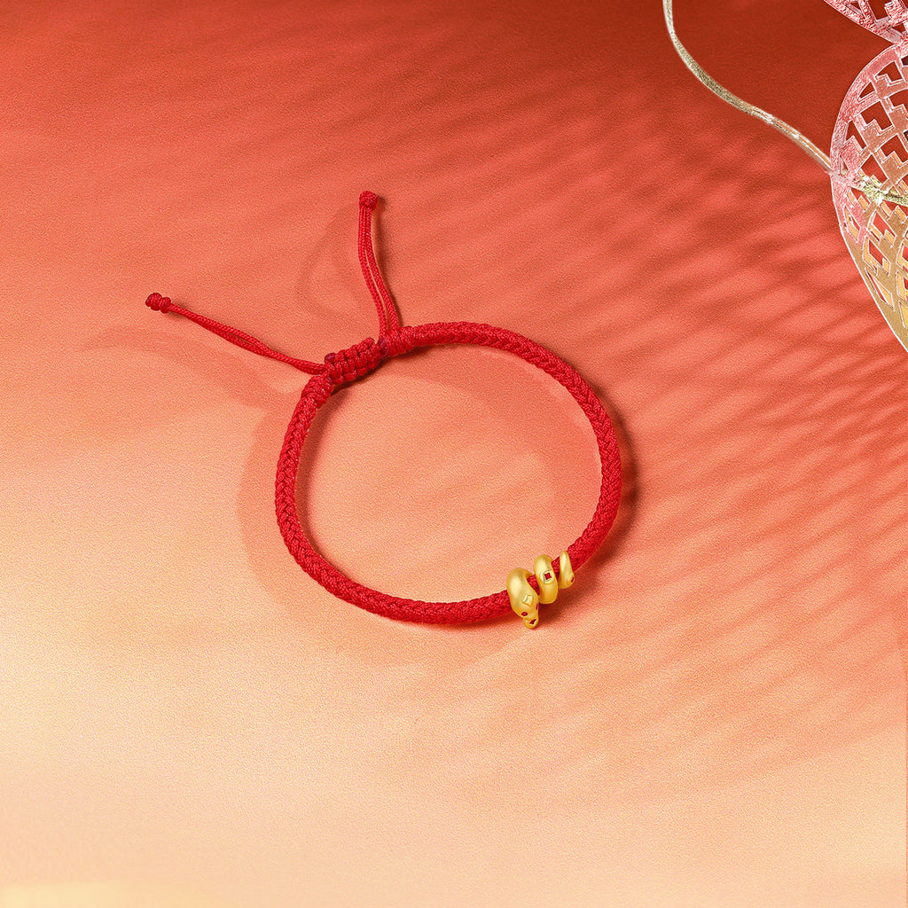 "Chinese Zodiac Snake" 24K Gold String Bracelet Snake 0.6-0.9g A1714412