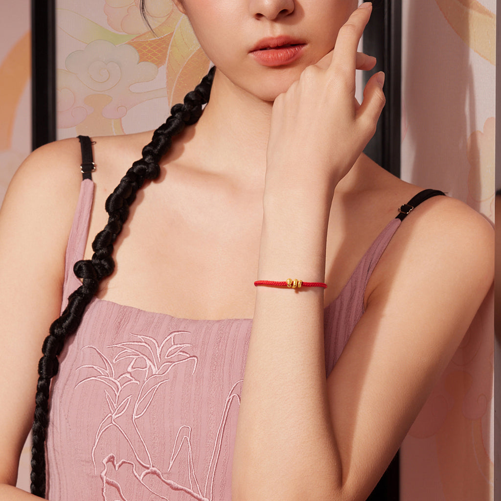 "Chinese Zodiac Snake" 24K Gold String Bracelet Snake 0.6-0.9g A1714412