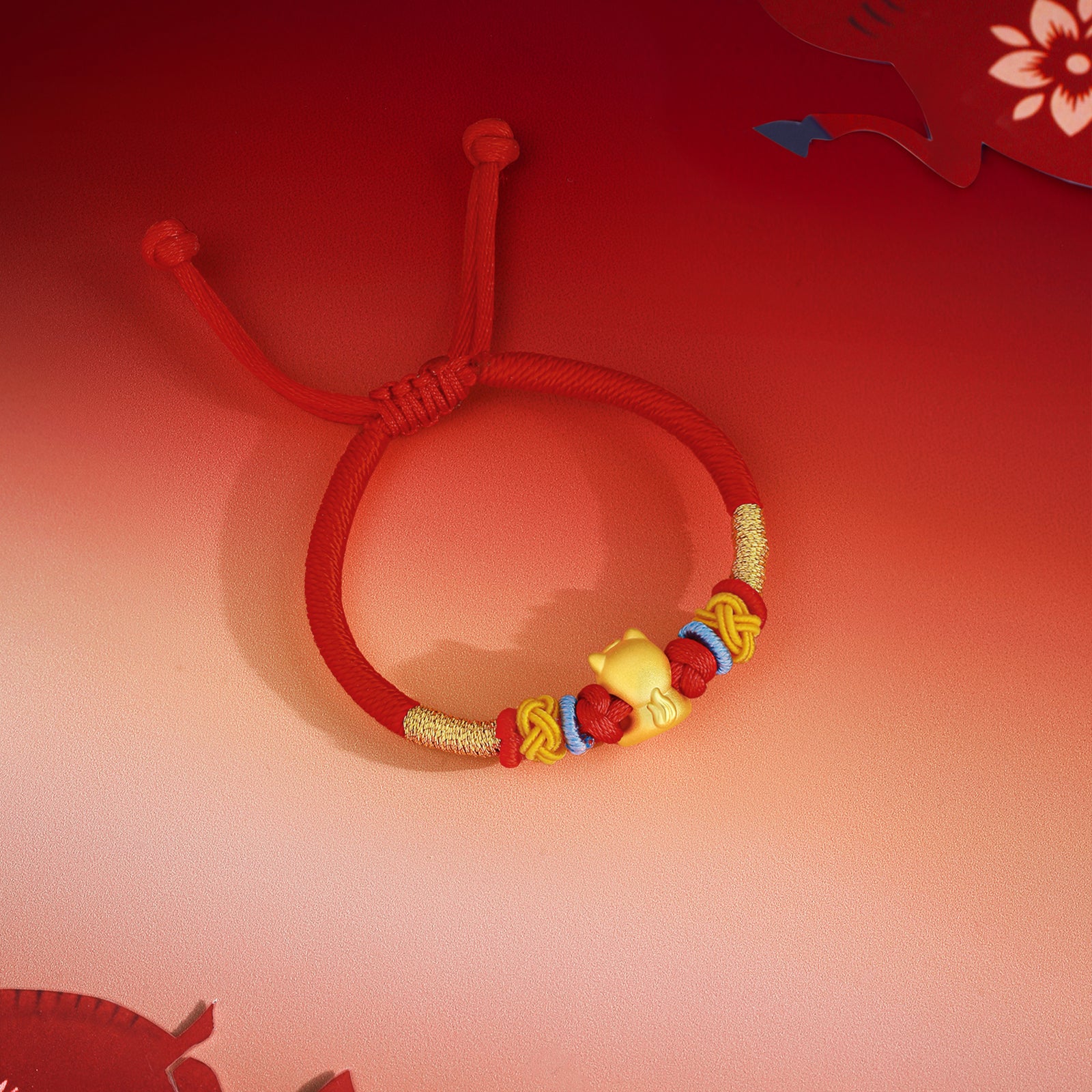 'Year of the Horse' 24K Gold String Bracelet Horse 0.6-0.9g 13cm-19cm A1715523