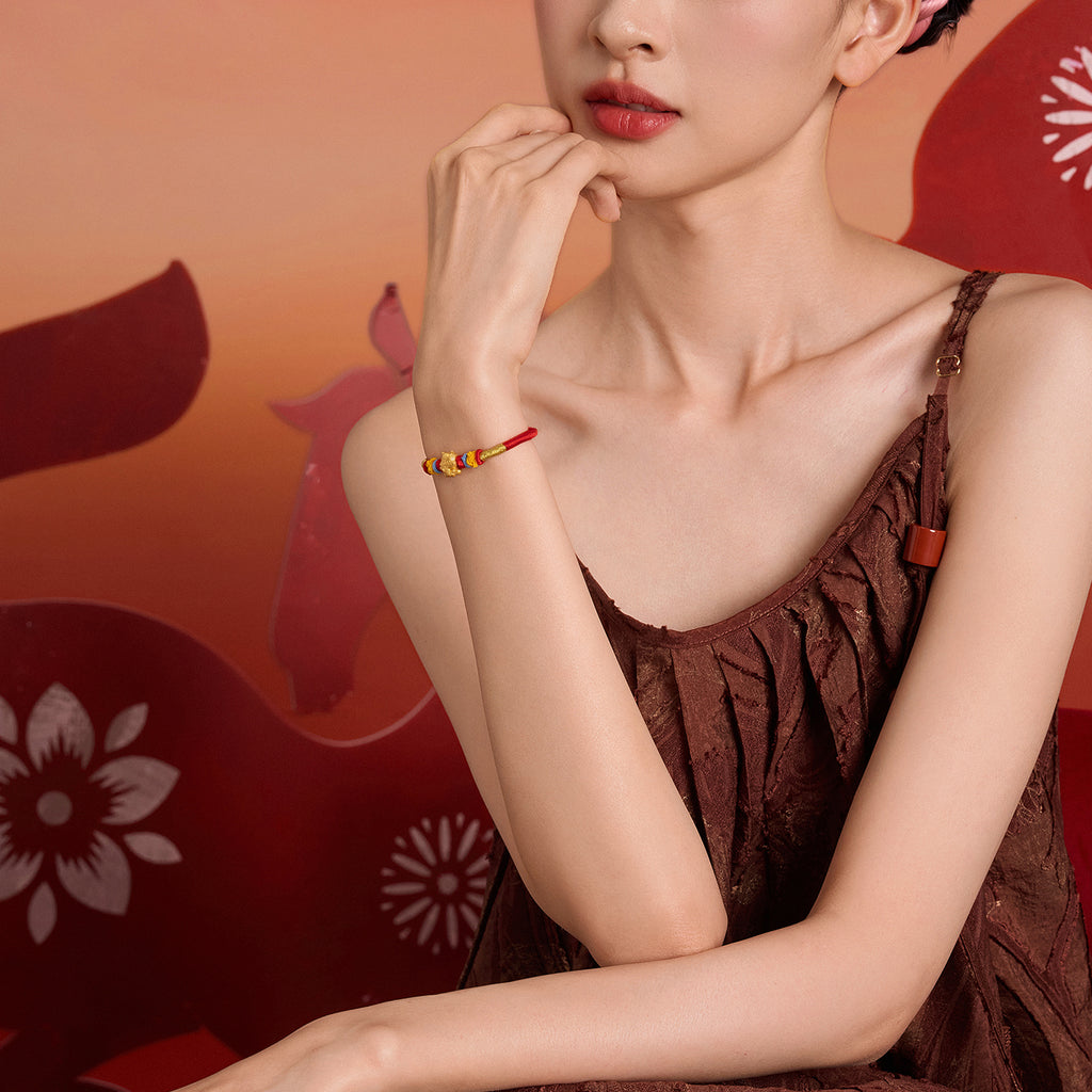 'Year of the Horse' 24K Gold String Bracelet Horse 0.6-0.9g 13cm-19cm A1715523