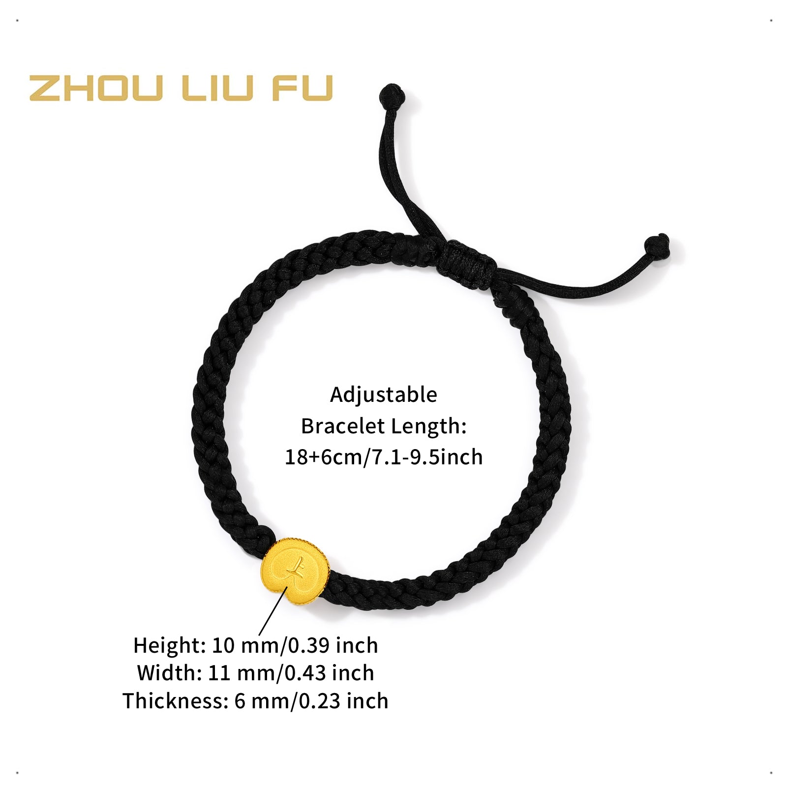 'Year of the Horse'  24K Gold String Bracelet 0.7-1g 18cm-24cm A1716117