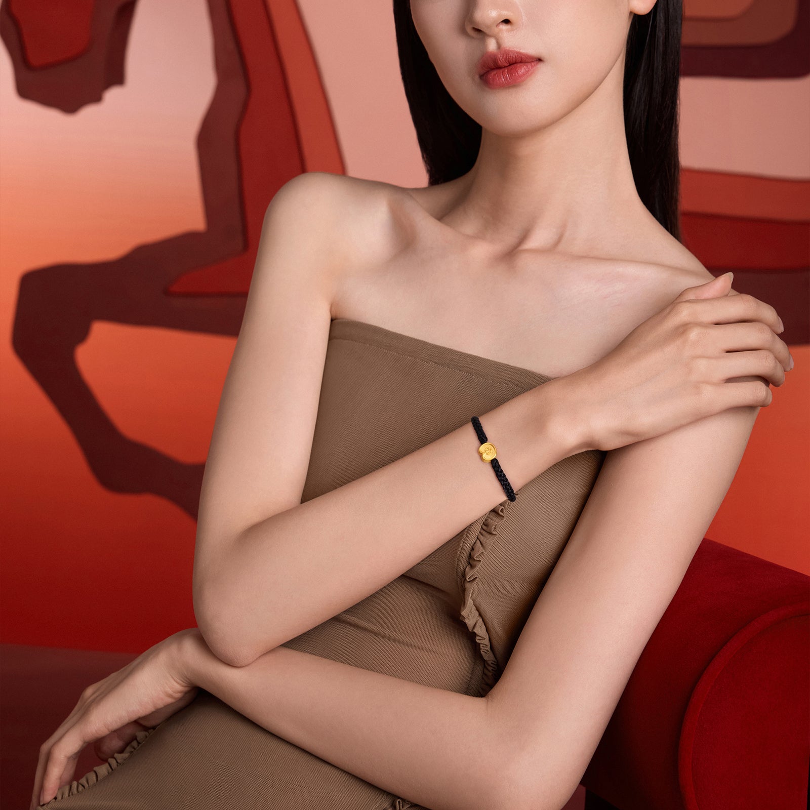 'Year of the Horse'  24K Gold String Bracelet 0.7-1g 18cm-24cm A1716117