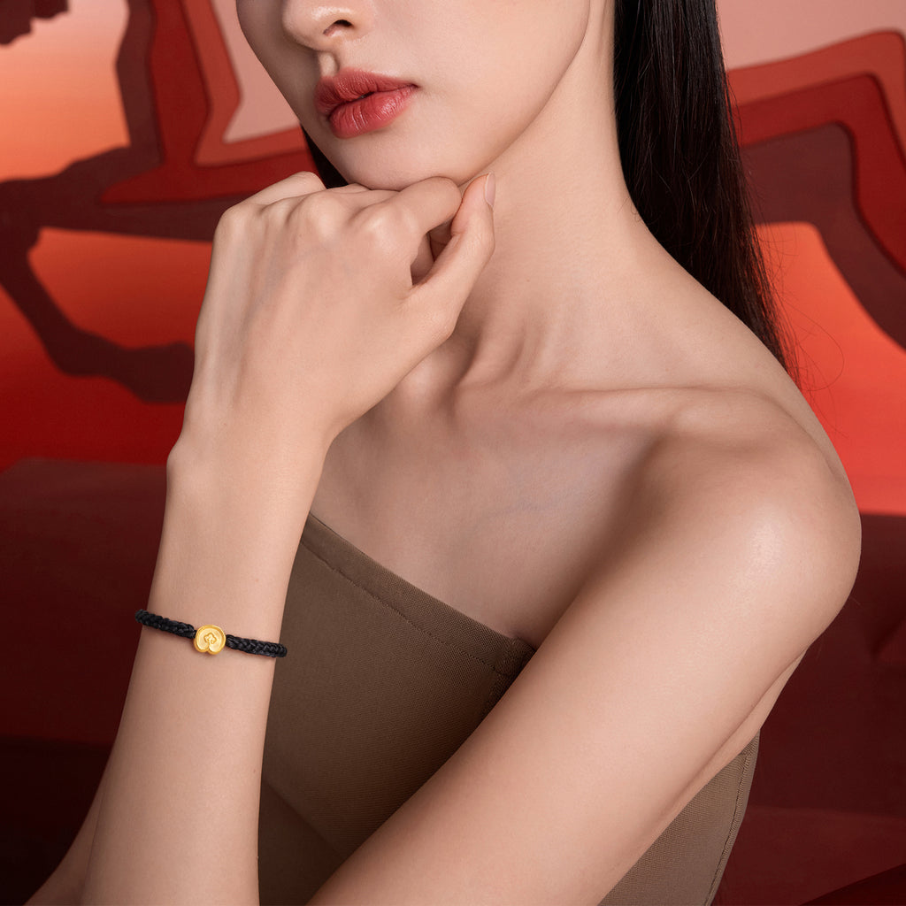 'Year of the Horse'  24K Gold String Bracelet 0.7-1g 18cm-24cm A1716117