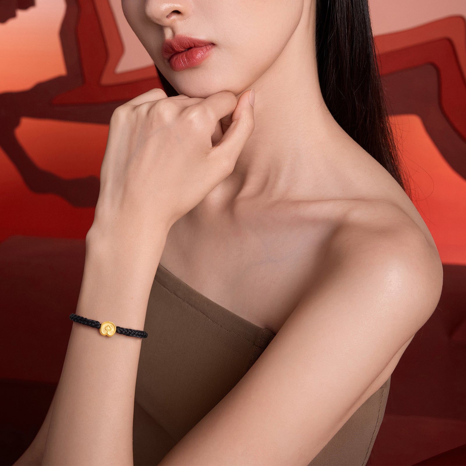 'Year of the Horse'  24K Gold String Bracelet 0.7-1g 18cm-24cm A1716117