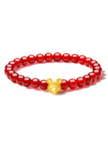 "Chinese Zodiac" 24K Gold Beaded Bracelet Agate 6-6.5mm Chinese Zodiac 0.4-0.6g