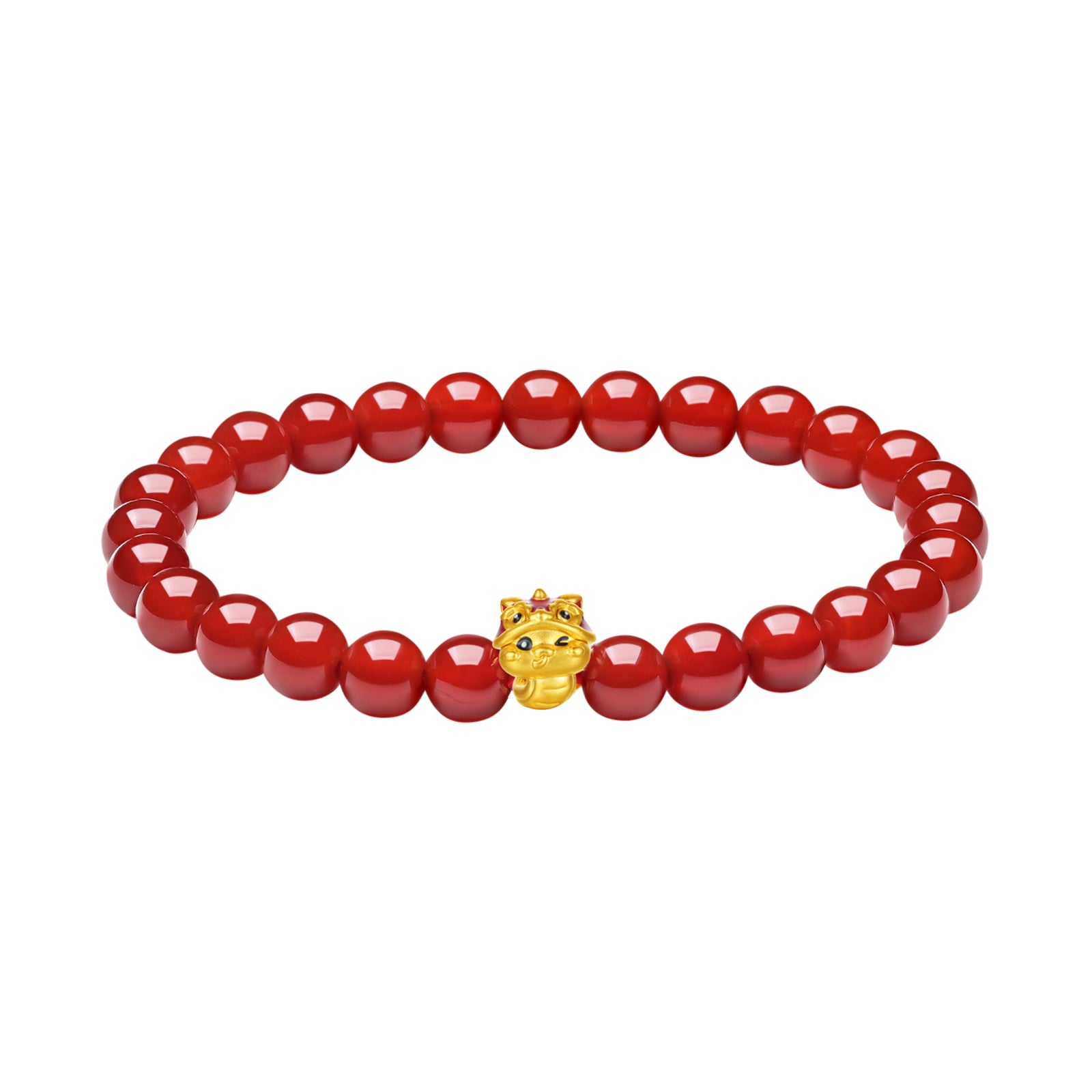 "Chinese Zodiac Snake" 24K Gold Beaded Bracelet Agate Snake 0.3-0.6g A1914865