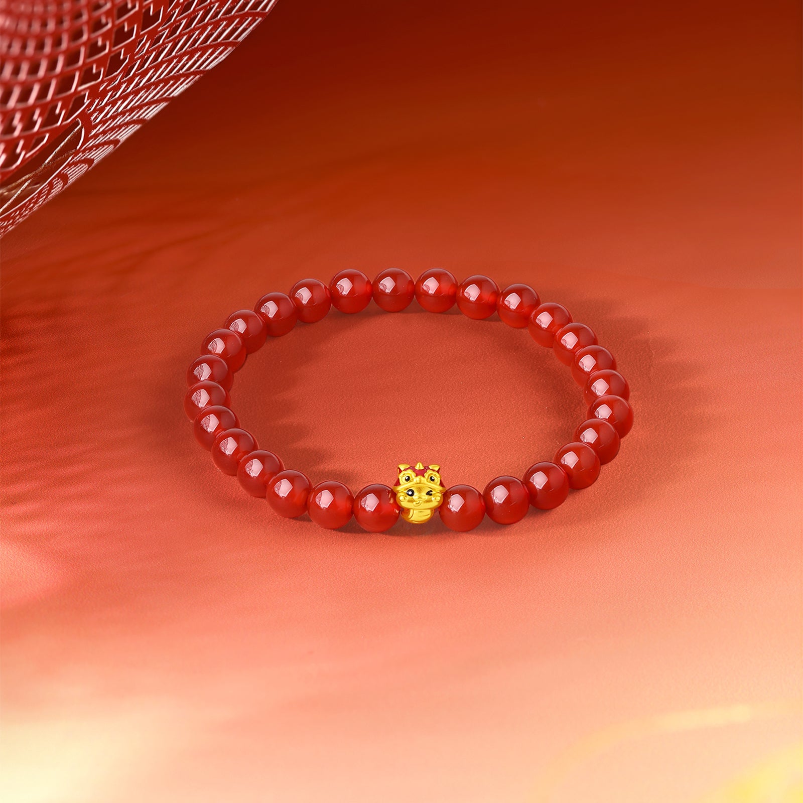 "Chinese Zodiac Snake" 24K Gold Beaded Bracelet Agate Snake 0.3-0.6g A1914865