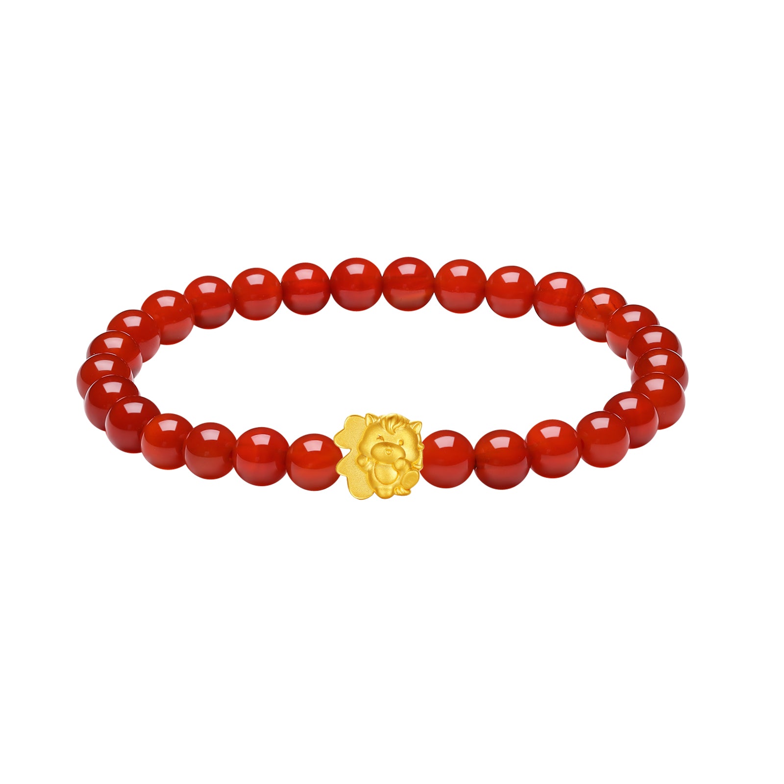 'Year of the Horse'  24K Gold Bracelet Agate Horse Fortune Fu 0.6-0.9g 17cm A1915770