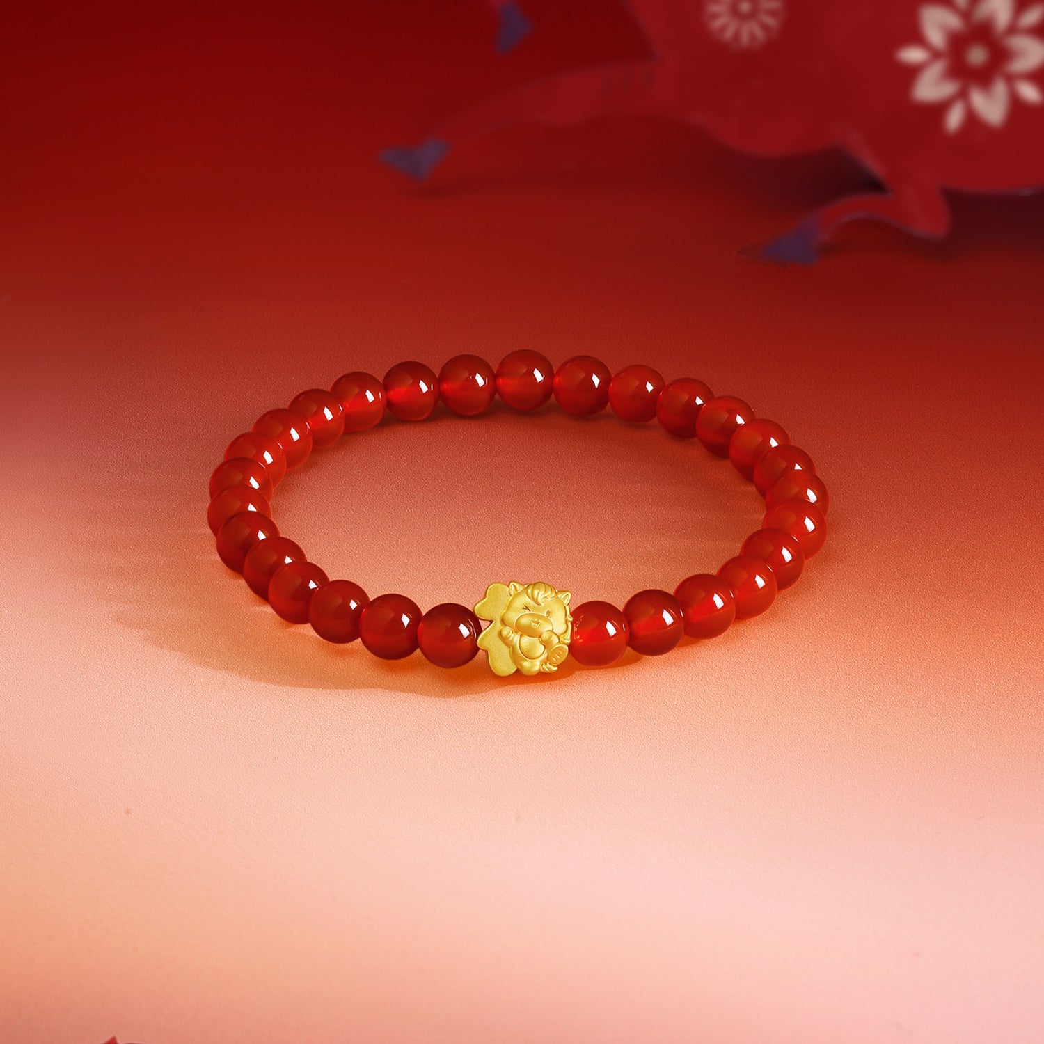 'Year of the Horse'  24K Gold Bracelet Agate Horse Fortune Fu 0.6-0.9g 17cm A1915770