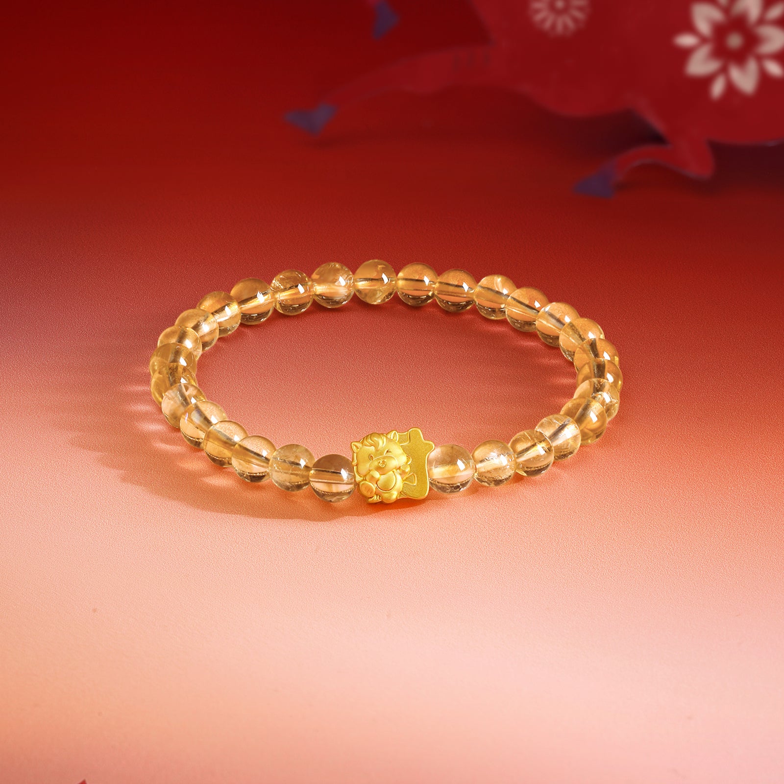 'Year of the Horse' 24K Gold Bracelet Citrine Horse Wealth Cai 0.6-0.9g 17cm A1915771