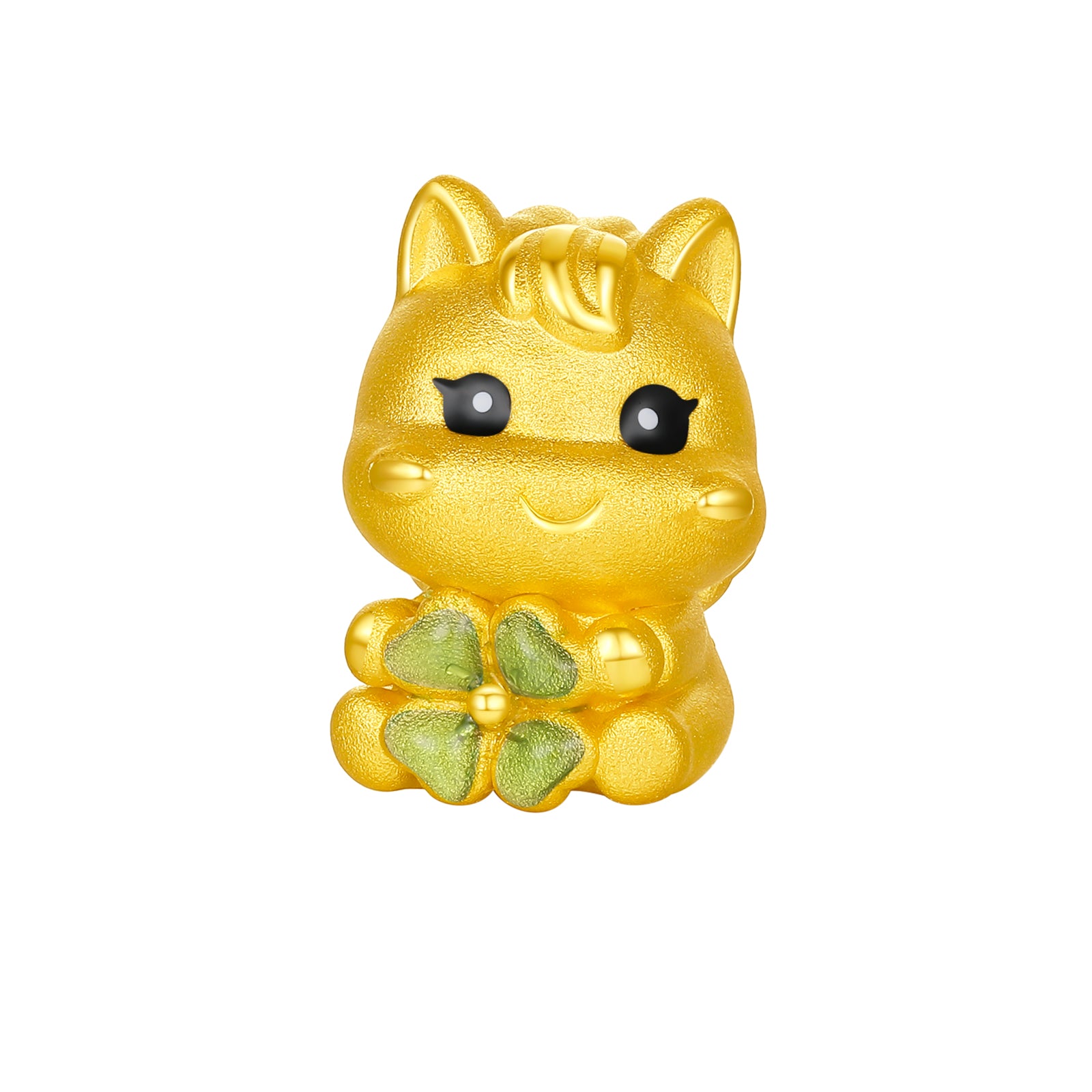 'Year of the Horse'  24K Gold Beaded Bracelet Prehnite Horse Clover 0.7-1g 17cm A1916023