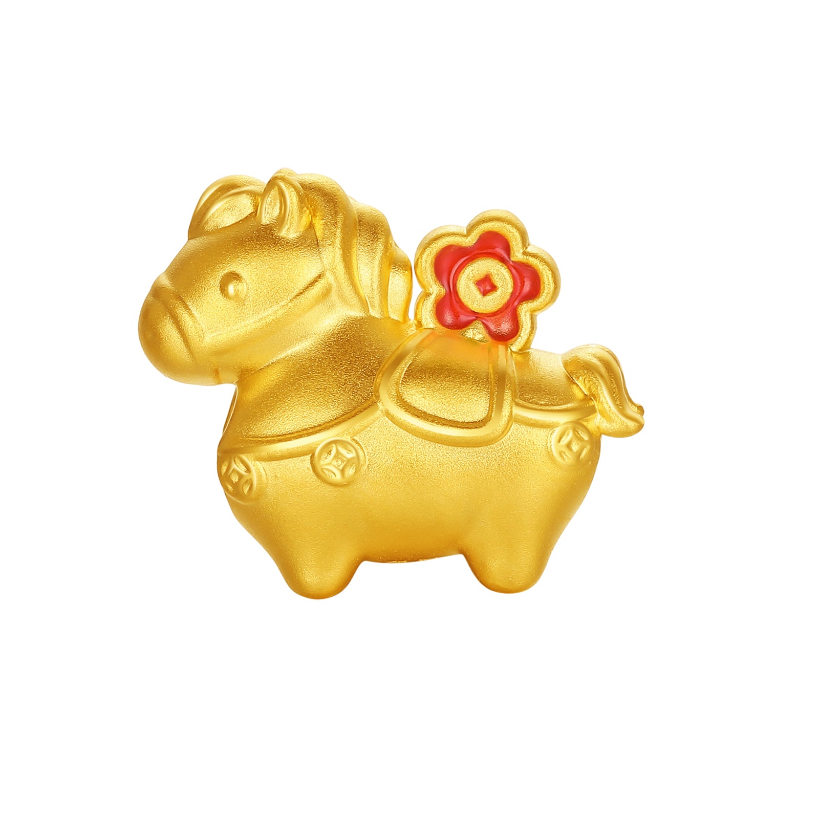 'Year of the Horse' 24K Gold Beaded Bracelet Agate Horse Flower 0.7-1g 17cm A1916285