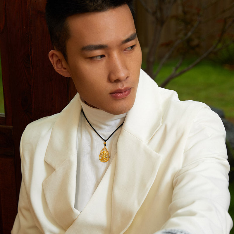 'Antiquity Gold' 999.9 24K Gold Pendant Necklace Buddha 5-5.5g AA043859