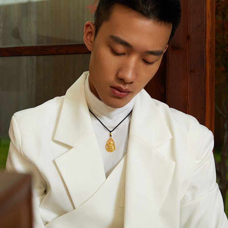 'Antiquity Gold' 999.9 24K Gold Pendant Necklace Buddha 5-5.5g AA043859