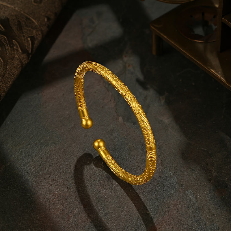 Antiquity Gold' 999.9 24K Gold Bangle Bracelet 56-57g AA103238