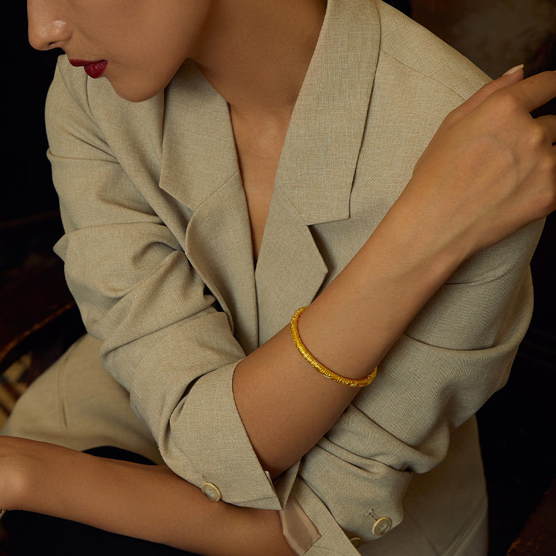 Antiquity Gold' 999.9 24K Gold Bangle Bracelet 56-57g AA103238