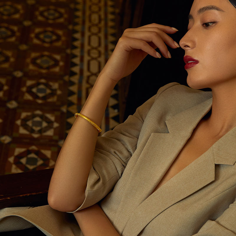 Antiquity Gold' 999.9 24K Gold Bangle Bracelet 56-57g AA103238