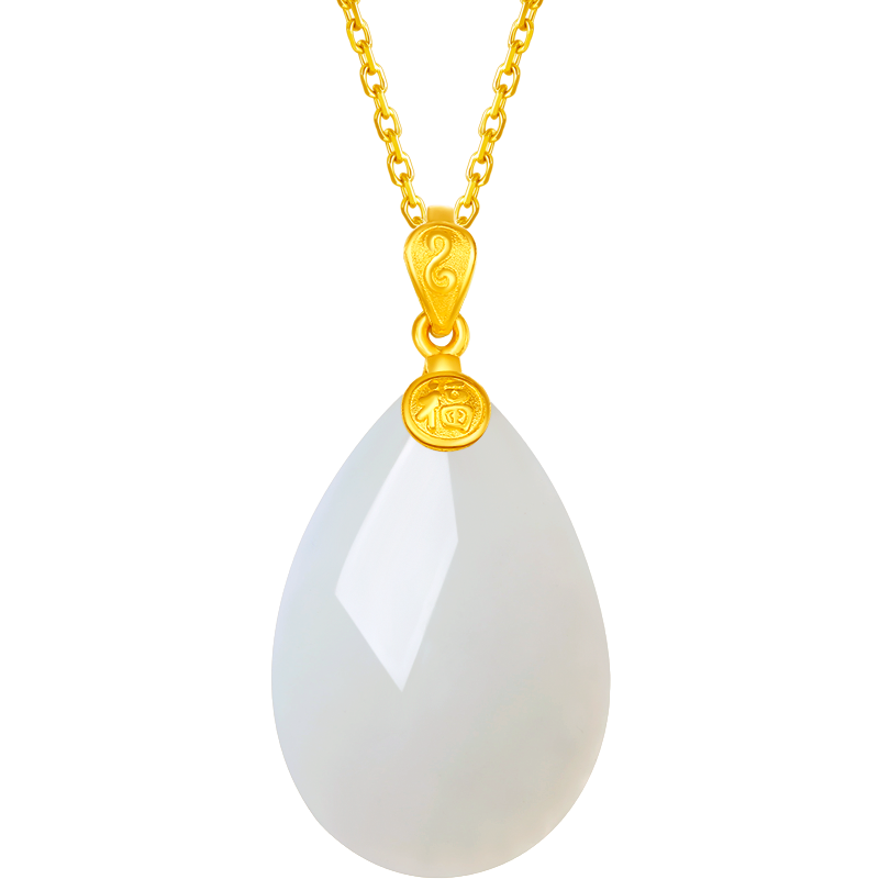 24K Gold Pendant Hetian Jade 22.5*15*5mm 0.4-0.6g AAYA042736