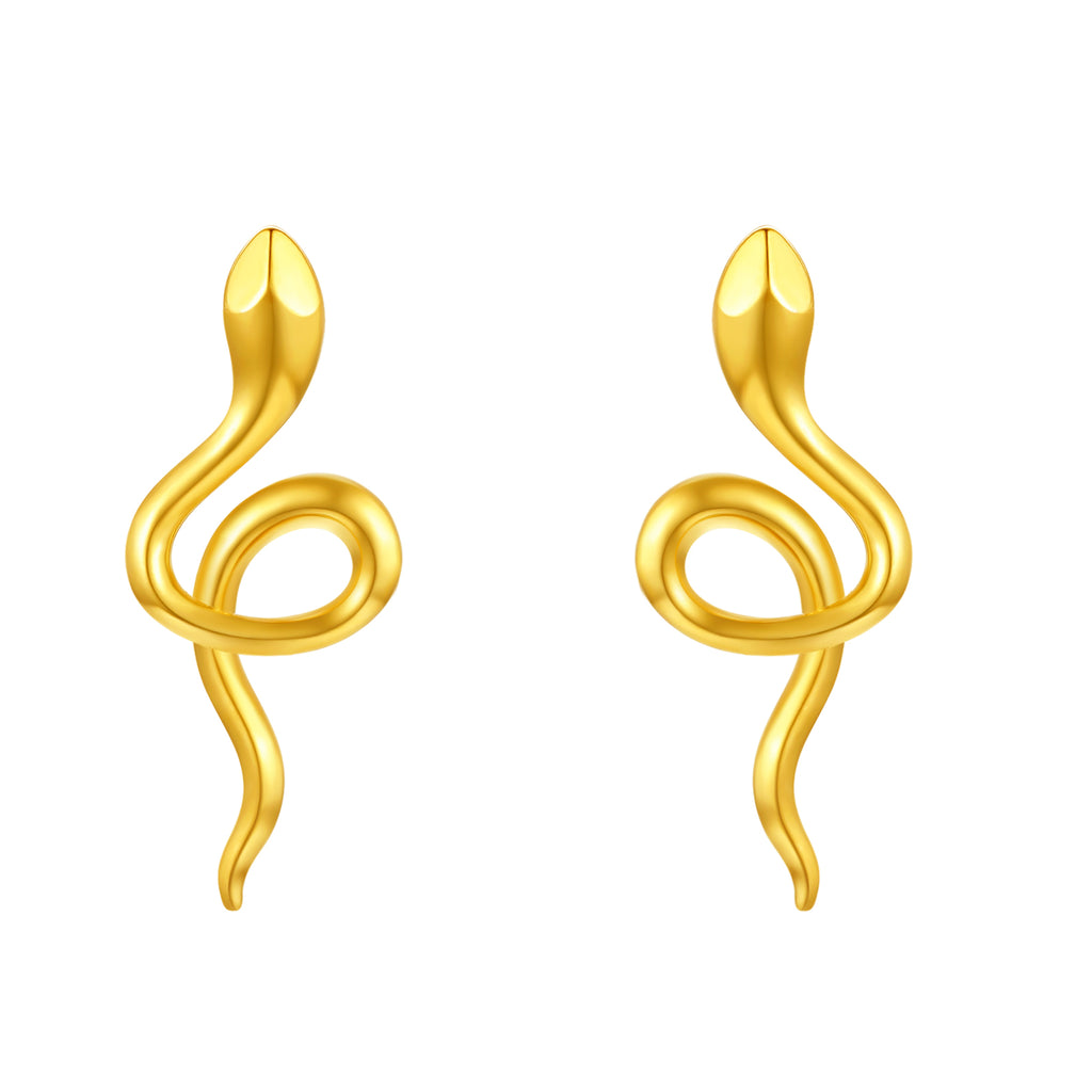 "Chinese Zodiac Snake" 18K Yellow Gold Earrings Snake 1.25-1.55g C0914074