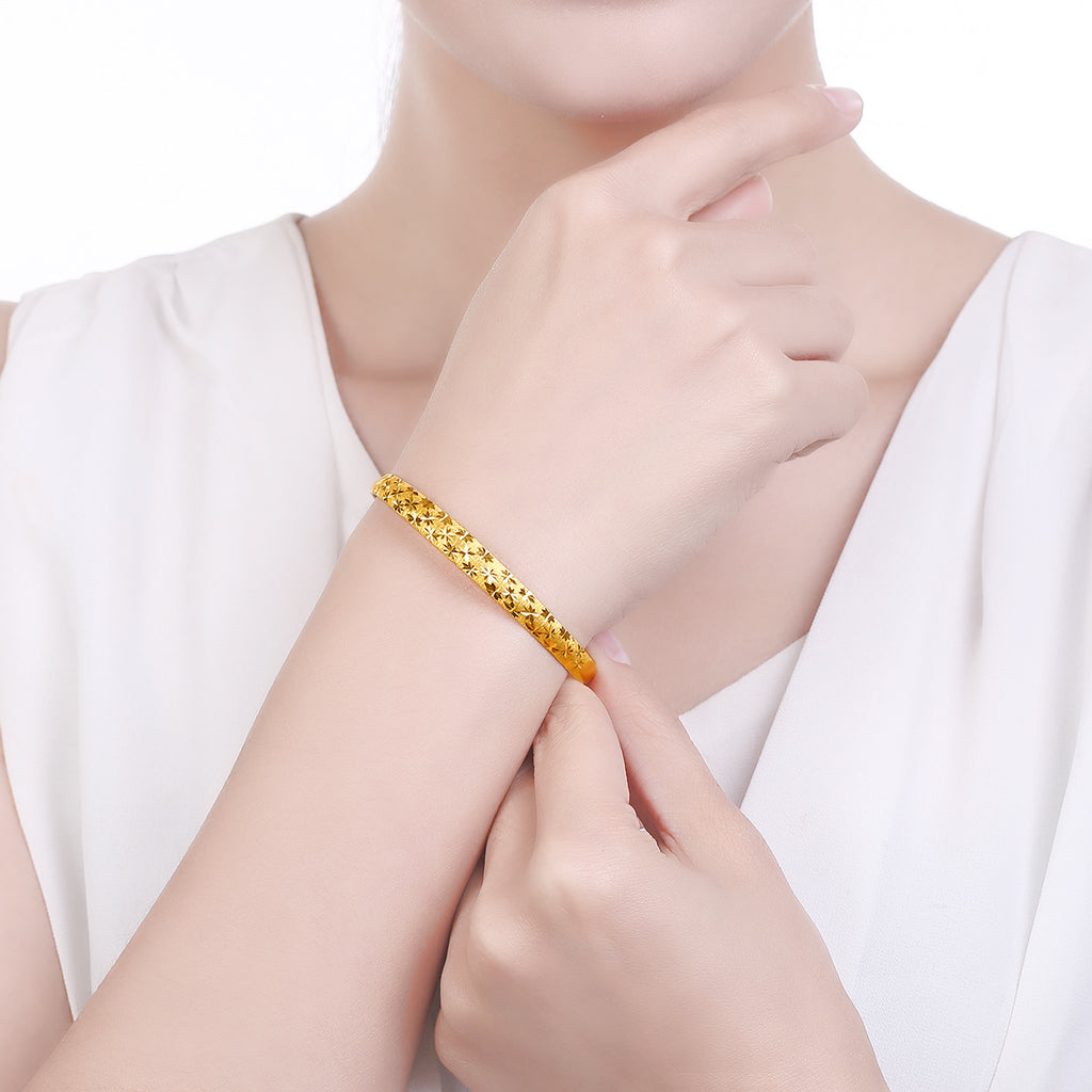 999 24K Gold Bangle Bracelet              Engraving 20-22g AA102336