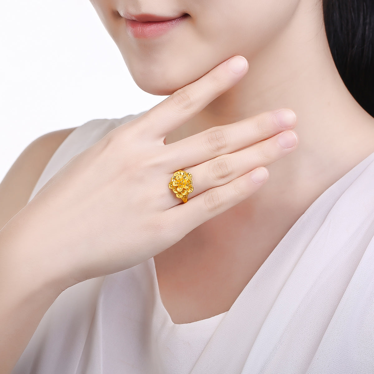 999 24K Gold Ring Flower 5-6g AB012315