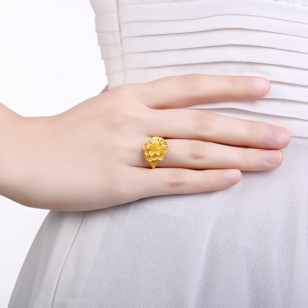 999 24K Gold Ring Flower 5-6g AB012315