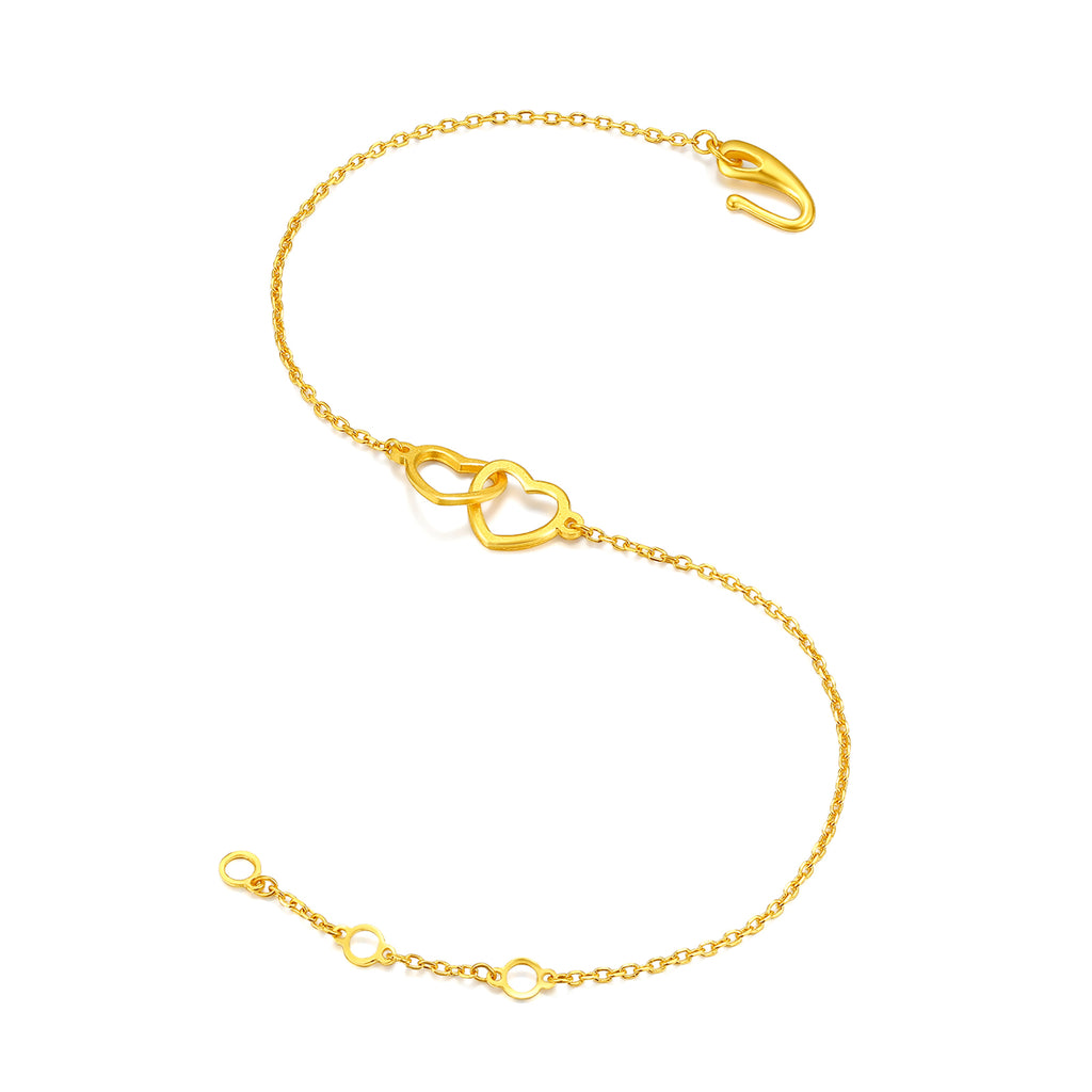 999 24K Gold Chain Bracelet Heart 2-2.4g AA076591