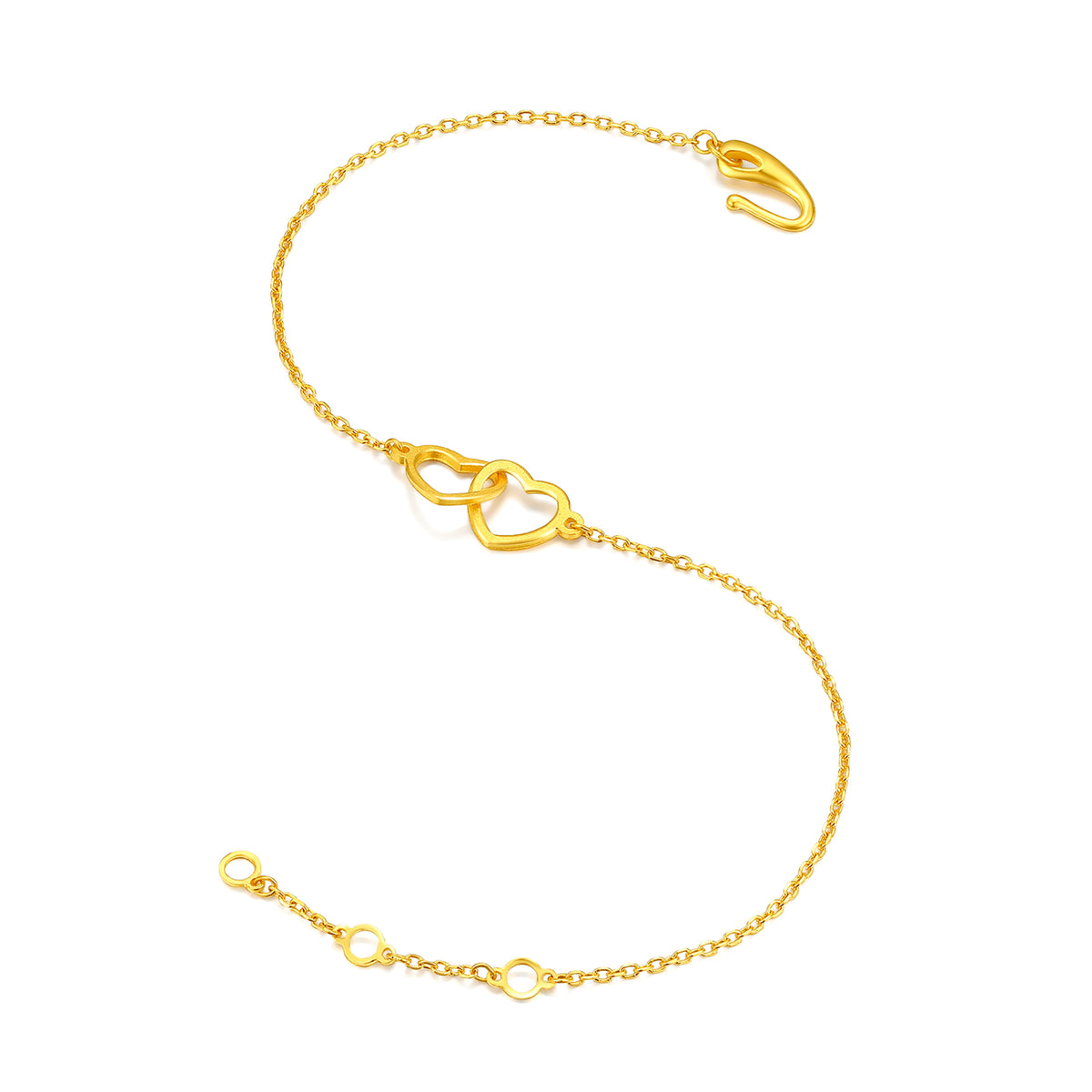 999 24K Gold Chain Bracelet Heart 2-2.4g AA076591