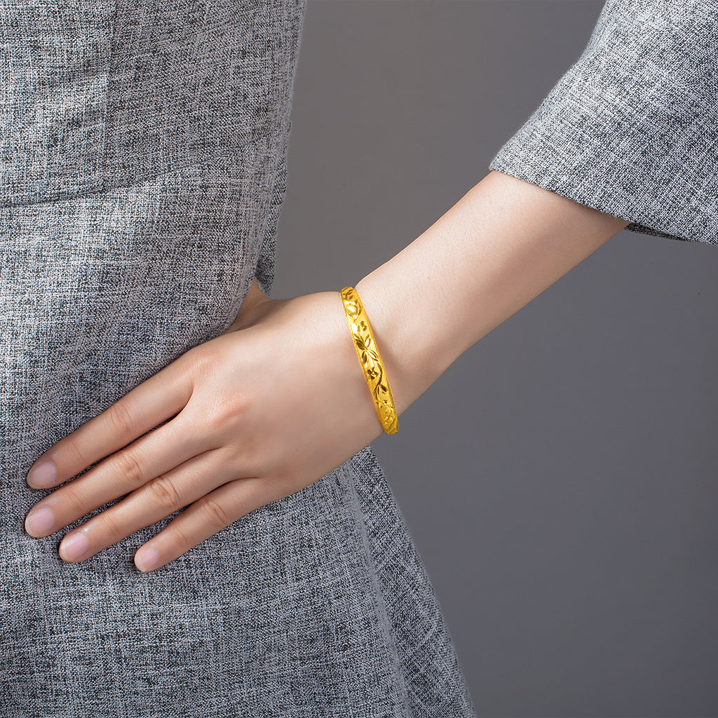 999 24K Gold Bangle Bracelet 28-30g AB102804