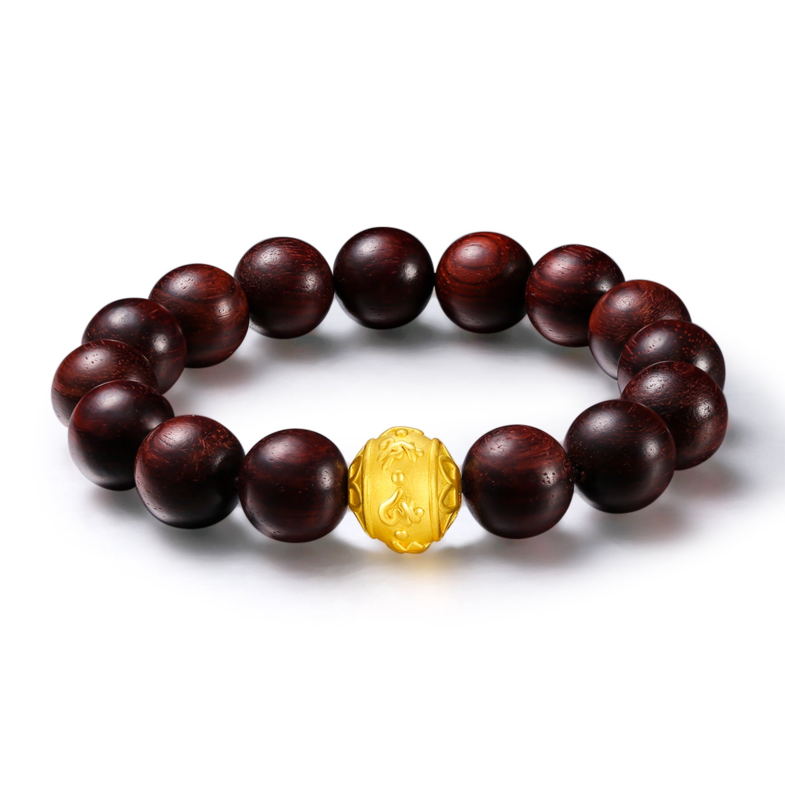 24K Gold Beaded Bracelet Sandalwood 12-12.5mm 0.9-1.3g ADXY192238