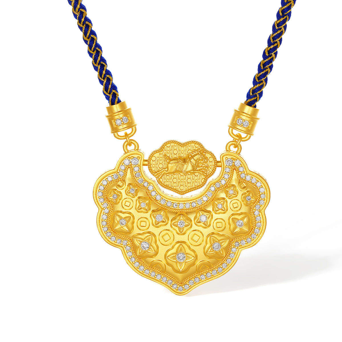 "Chinese Culture Collection - Dan Qing" 999 24K Gold String Pendant Diamond 0.0053ct Ruby 0.003ct Ruyi 31-36g W0449937