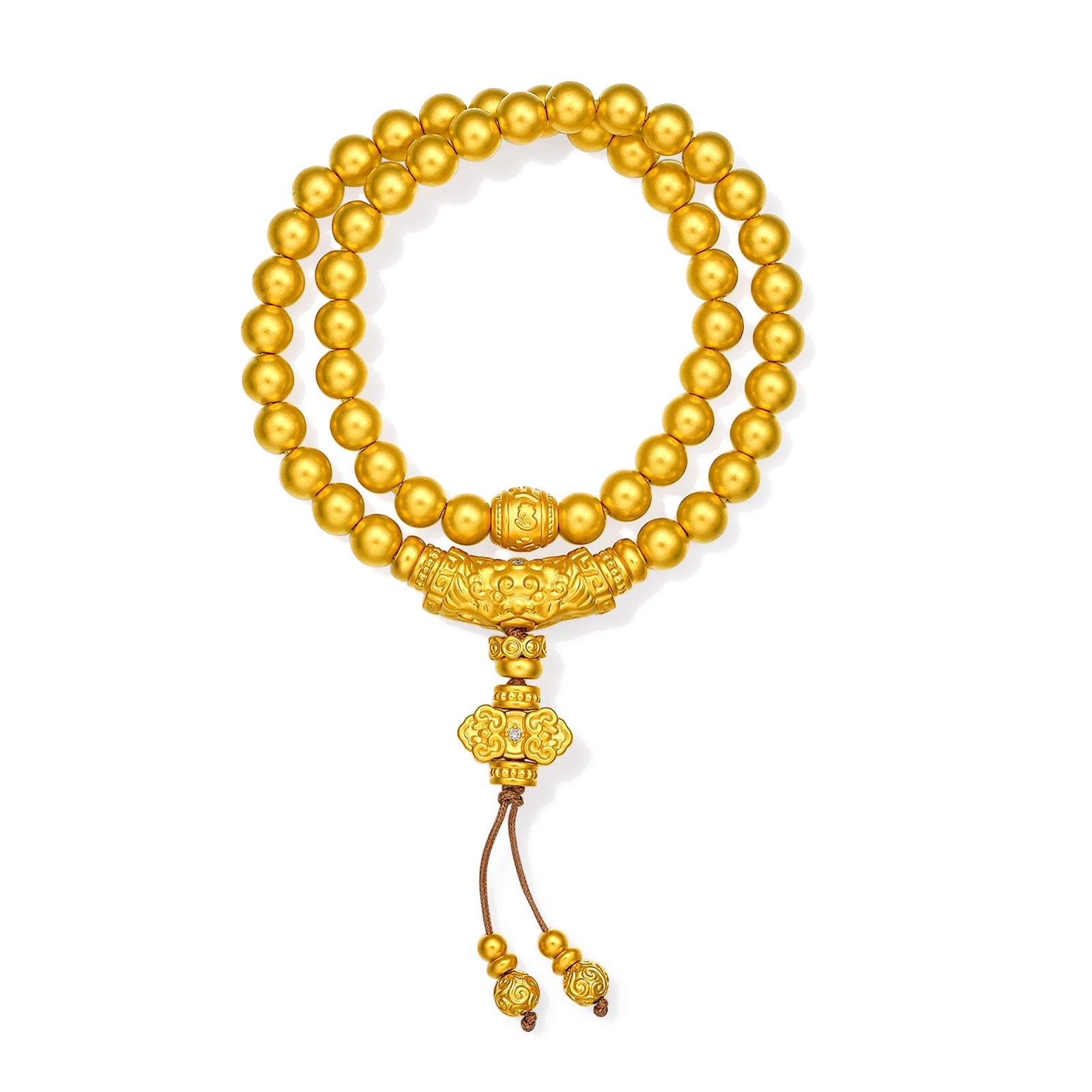 "Jiuhua Mountain" 24K Gold String Bracelet Diamond Ingot Tassel Charm String Size 36cm W1940432