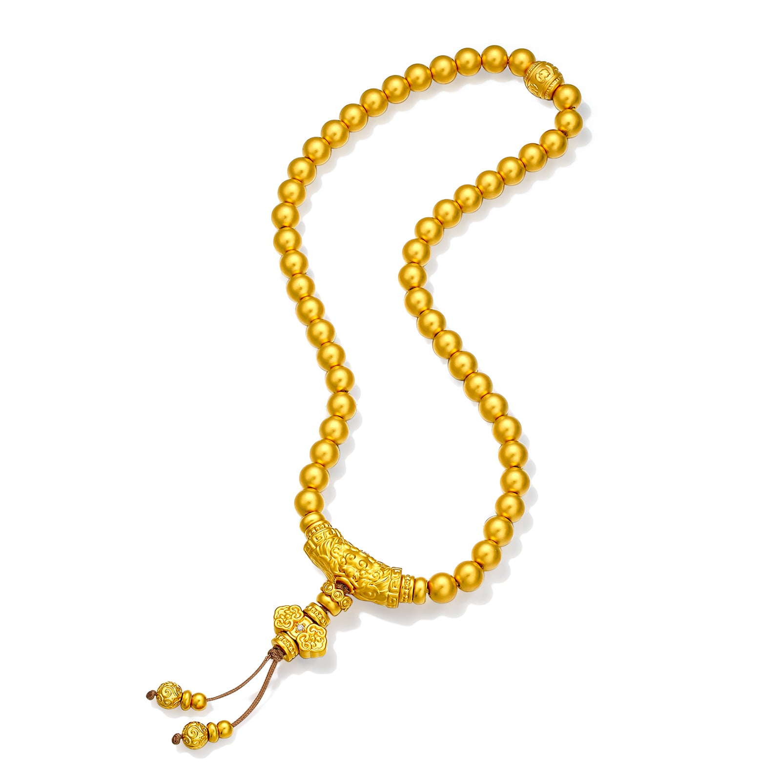"Jiuhua Mountain" 24K Gold String Bracelet Diamond Ingot Tassel Charm String Size 36cm W1940432