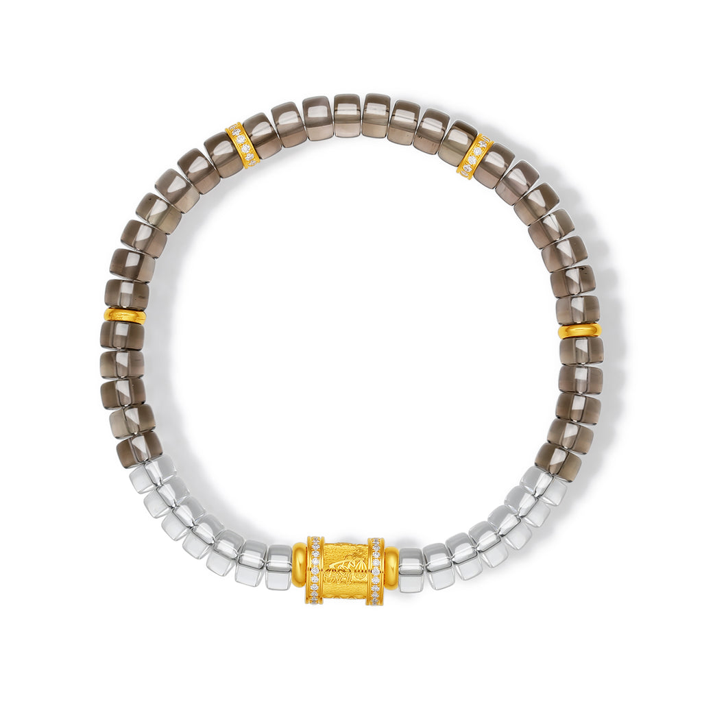 "Chinese Culture Collection - Dan Qing" 999 24K Gold Beaded Bracelet Crystal 5.9-6.4*3.3-3.7mmmm Diamond 0.0056ct Crystal 4.5-7g J1950063