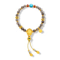 "Chinese Culture Collection - Dan Qing" 999 24K Gold Beaded Bracelet Crystal 6-6.5mm Diamond 0.009ct Turquoise 5.5-6mm 9-11.5g J1950054