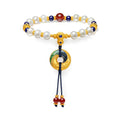 "Chinese Culture Collection - Dan Qing" 999 24K Gold Beaded Bracelet Freshwater Pearl 6-7mm Diamond 0.0015ct Lazurite 7.8-8.3mm Gourd 6.5-9.5g X1950044