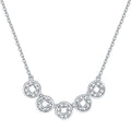 ZHOU LIU FU 925 Sterling Silver Smile Necklace for Women with Cubic Zirconia, Chinese Coin Shaped Charms Birthday Gift for Wife