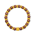 "Jiuhua Mountain" 24K Gold Sandalwood Beaded Bracelet Diamond Floral Charm W1935450