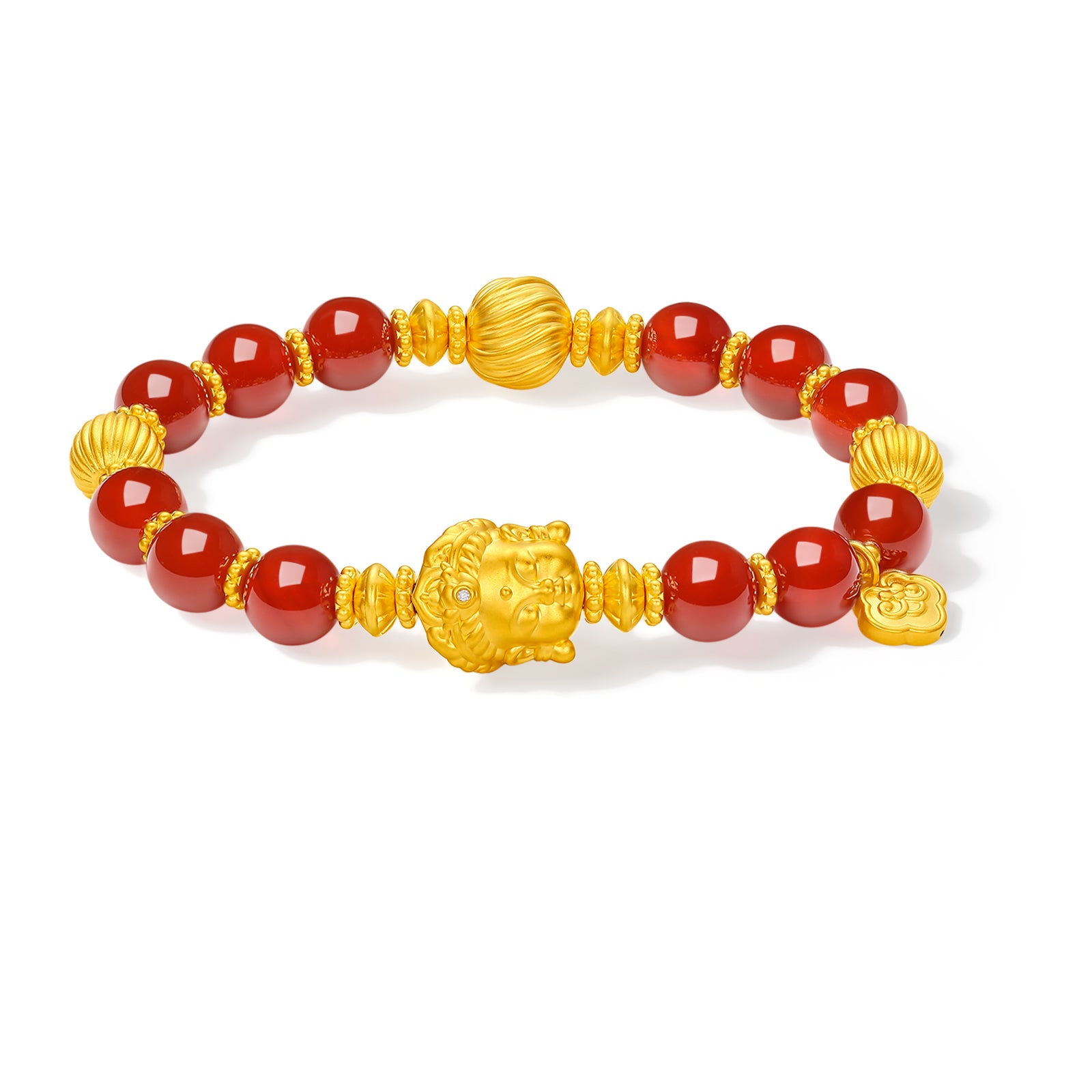 "Jiuhua Mountain" 24K Gold Agate Bracelet 6-8g J1935477