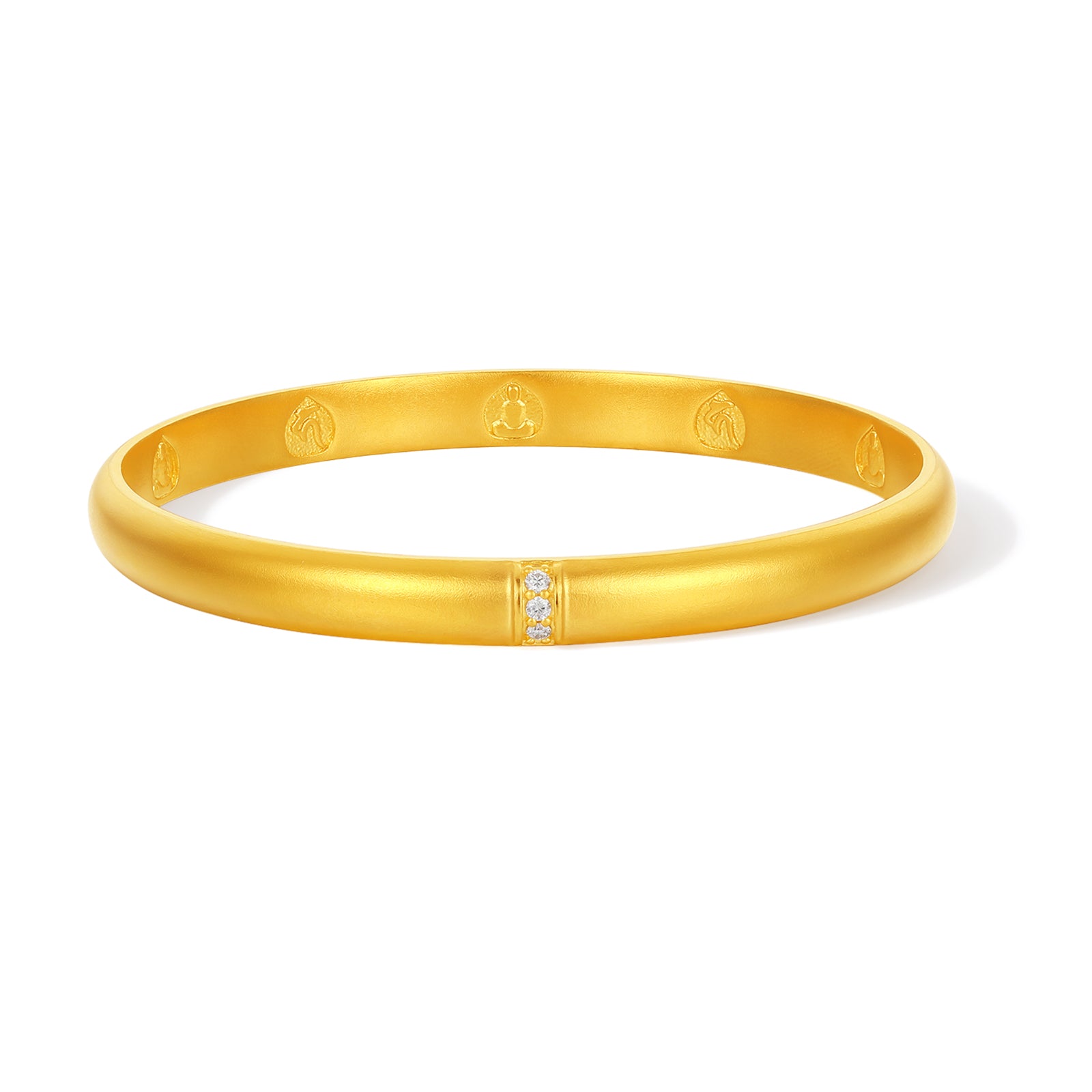 "Jiuhua Mountain" 24K Gold Diamond Engraved Closed Bangle W1030222