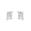 ZHOU LIU FU Rectangular Cut Cubic Zirconia Stud Earrings for Women 925 Sterling Silver 4 Prong Star Screw Back Minimalist Jewelry